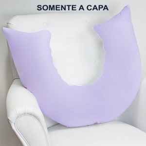Capa de Almofada Amamentação  - Lilás Com Branco